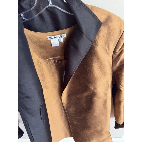 WinterSilks XL NWT 100% Silk Blazer Jacket & Tank Top Set Gold/Black Luxury - Picture 6 of 16